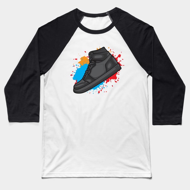 AJ 1 High Triple Black Sneaker Baseball T-Shirt by milatees